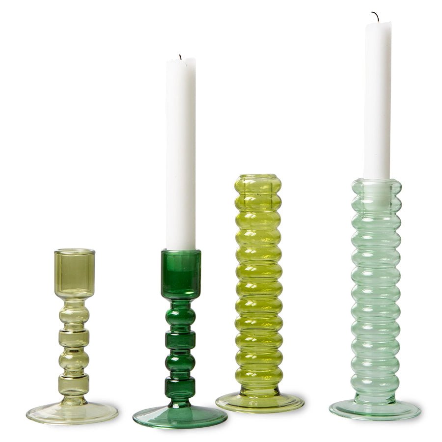 The Emeralds: glass candle holder L: mint green - Urban Nest