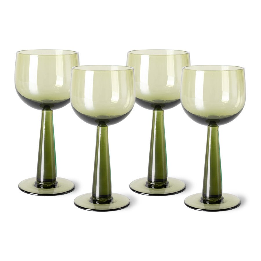 The emeralds: wine glass tall, olive green (set of 4) - Urban Nest