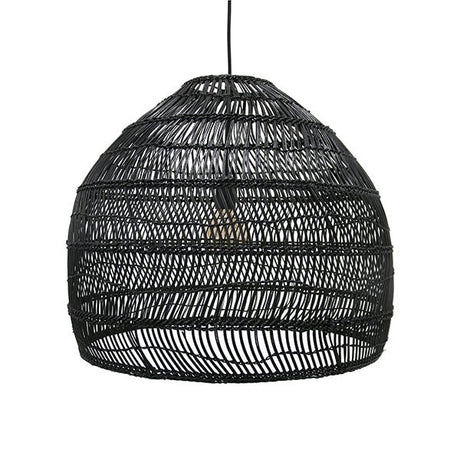 Wicker pendant lamp ball - black M - Urban Nest