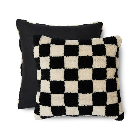 Woolen cushion black and white | statement - Urban Nest